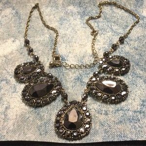 Avon Embellished Hematite Colored Collar Necklace